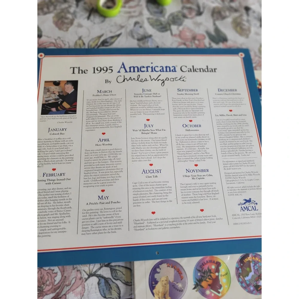 Americana‎ Calendar 1995 Charles Wysocki Vintage Patriotic Wall Decor